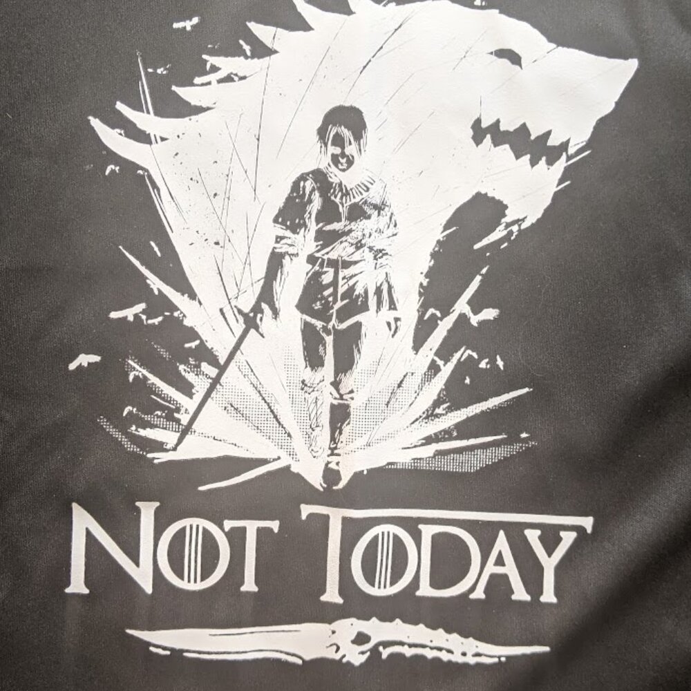 ---  ARYA STARK GAME OF THRONRES Black and White T-Shirt Tee Size Large